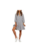 Robe chemisier élégante noir blanc