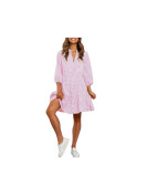 Robe chemisier élégante rose blanc