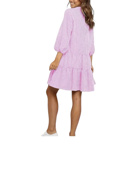 Robe chemisier élégante rose blanc