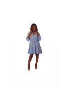 Robe chemisier élégante bleu blanc