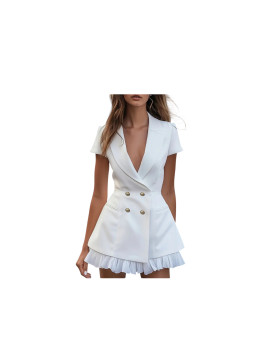 Robe tailleur manches courte couleur blanc