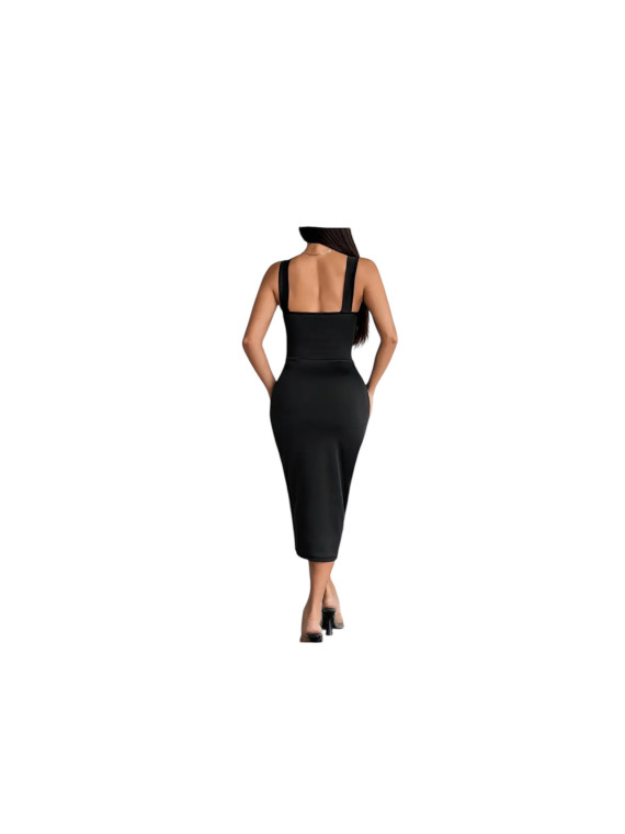 Robe longue moulante couleur  belge noire