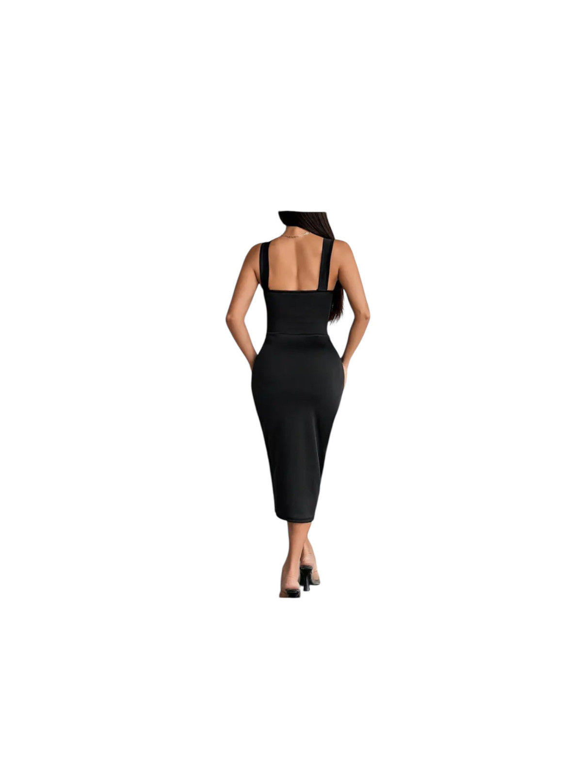 Robe longue moulante couleur  belge noire