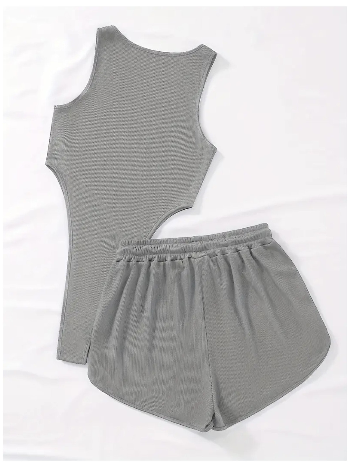 Ensemble Pièces couleur gris Imprimé Los Angeles, Body Décolleté Sans Manches et Short