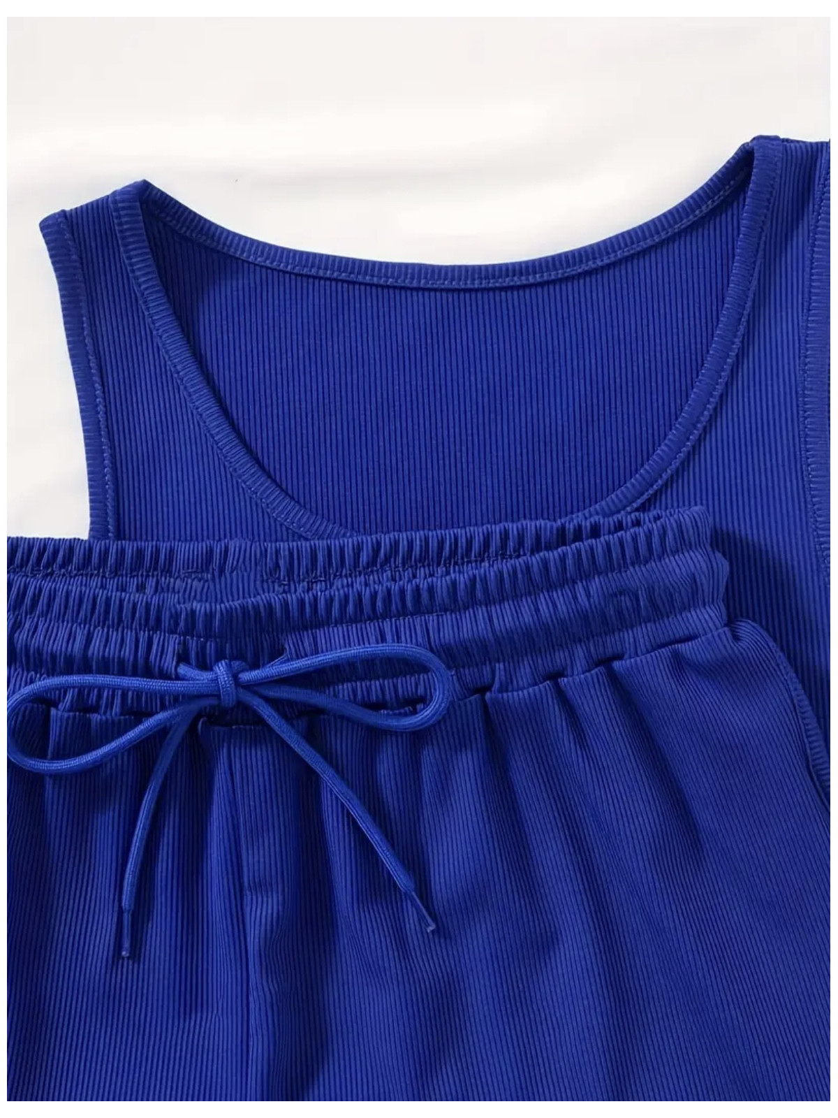 Ensemble 2Pièces  couleurs bleu Imprimé Los Angeles, Body Décolleté Sans Manches et Short