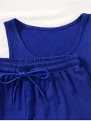 Ensemble 2Pièces  couleurs bleu Imprimé Los Angeles, Body Décolleté Sans Manches et Short