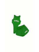 Ensemble 2Pièces  couleur vert Imprimé Los Angeles, Body Décolleté Sans Manches et Short