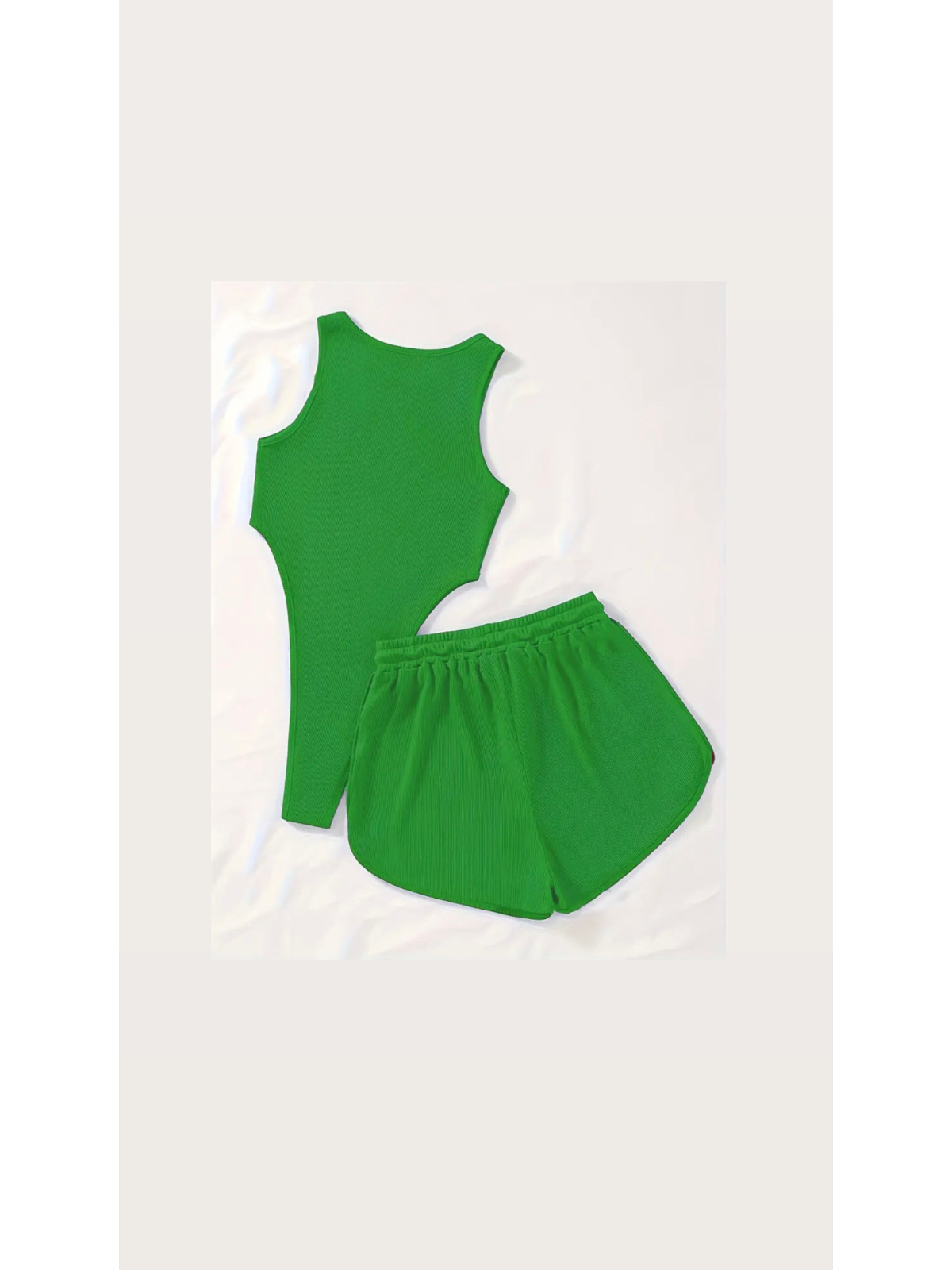 Ensemble 2Pièces  couleur vert Imprimé Los Angeles, Body Décolleté Sans Manches et Short