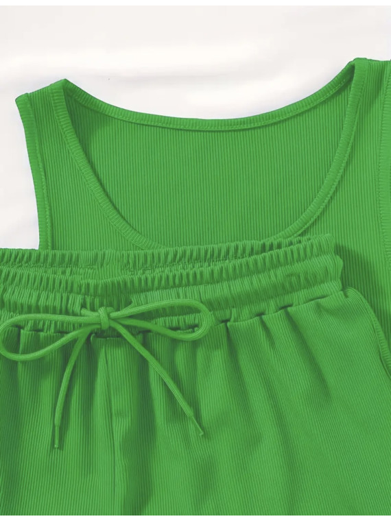 Ensemble 2Pièces  couleur vert Imprimé Los Angeles, Body Décolleté Sans Manches et Short