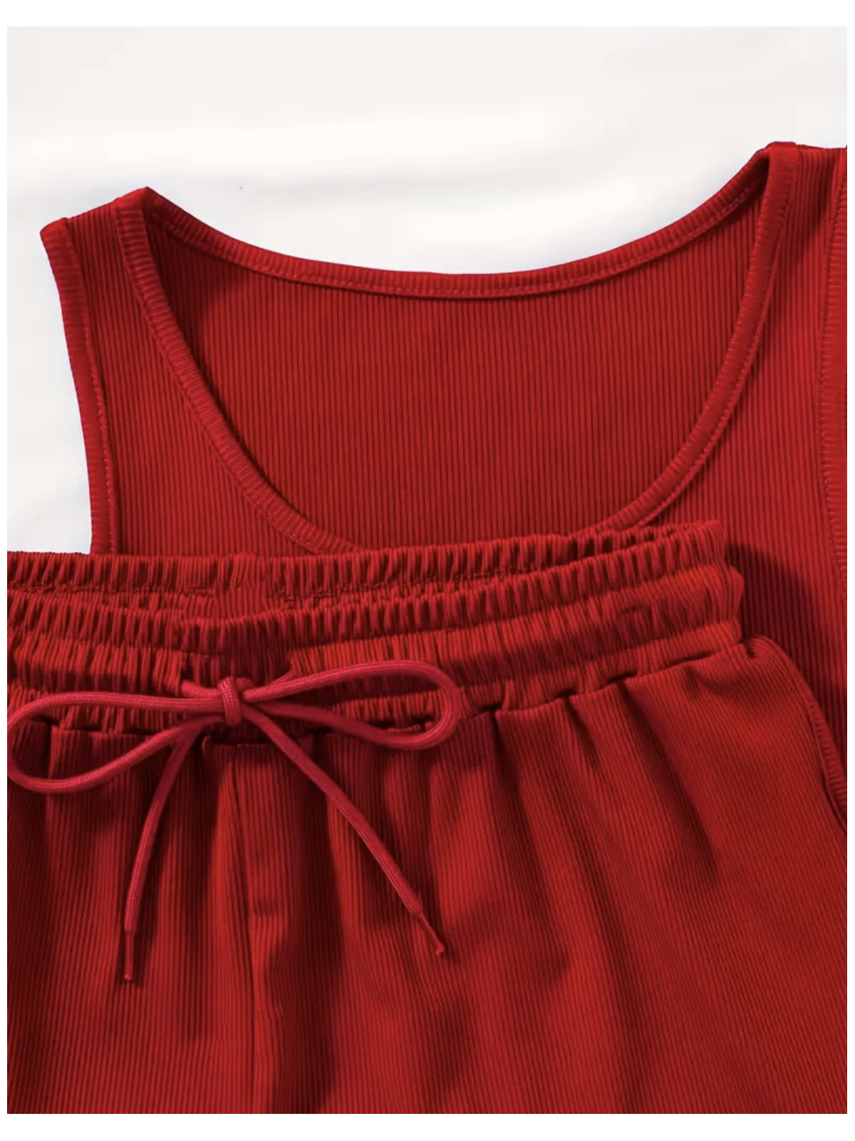 Ensemble 2Pièces  couleur rouge Imprimé Los Angeles, Body Décolleté Sans Manches et Short
