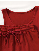 Ensemble 2Pièces  couleur rouge Imprimé Los Angeles, Body Décolleté Sans Manches et Short