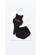 Ensemble 2Pièces couleur noir Imprimé Los Angeles, Body Décolleté Sans Manches et Short