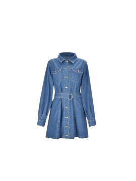 Robe jeans boutonné avec ceinture