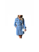 Robe jeans boutonné avec ceinture