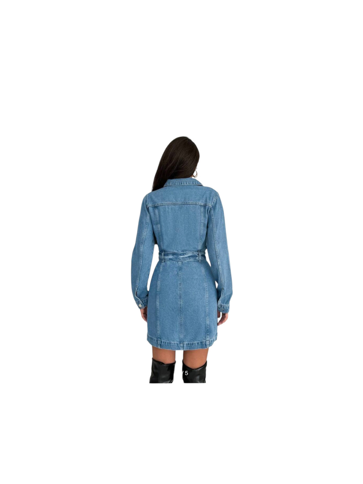 Robe jeans boutonné avec ceinture