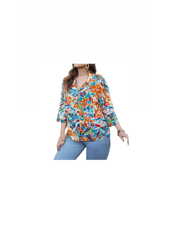 Chemise multicolore tons bleu