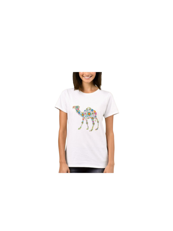 T-shirt blanc à motifs dromadaire