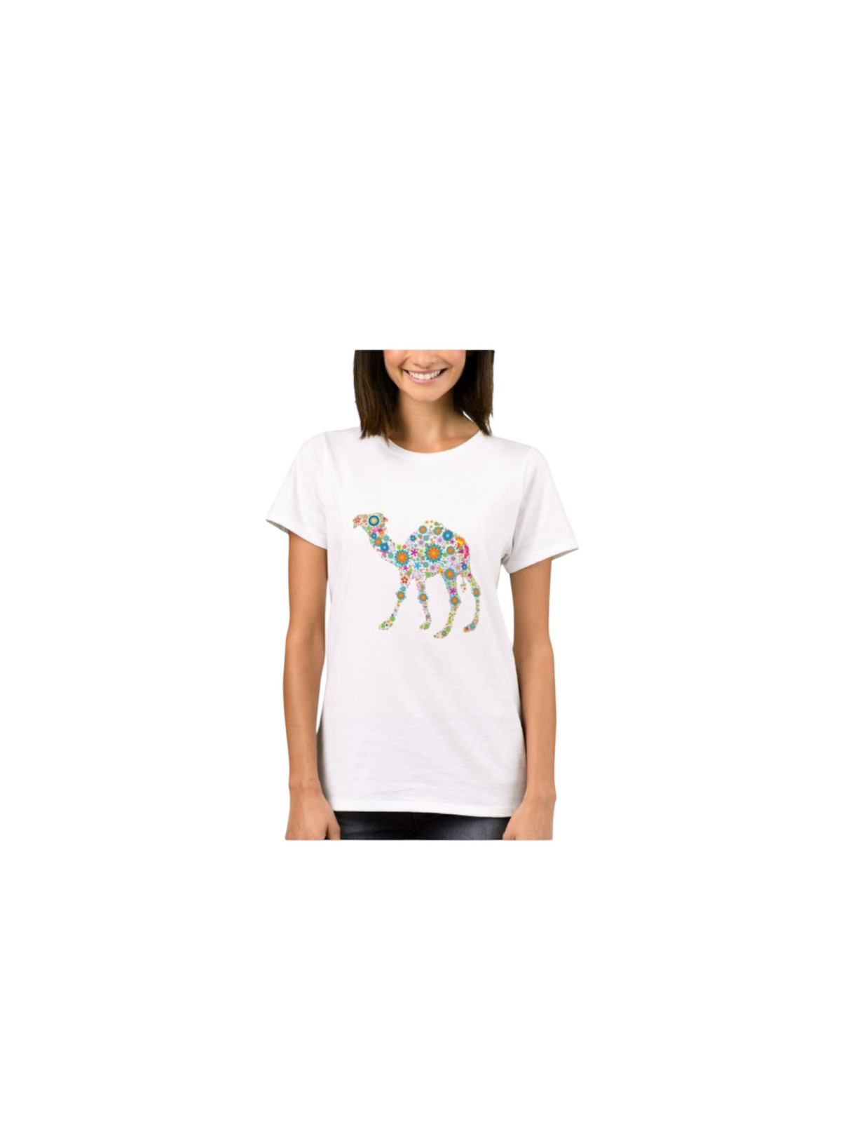 T-shirt blanc à motifs dromadaire