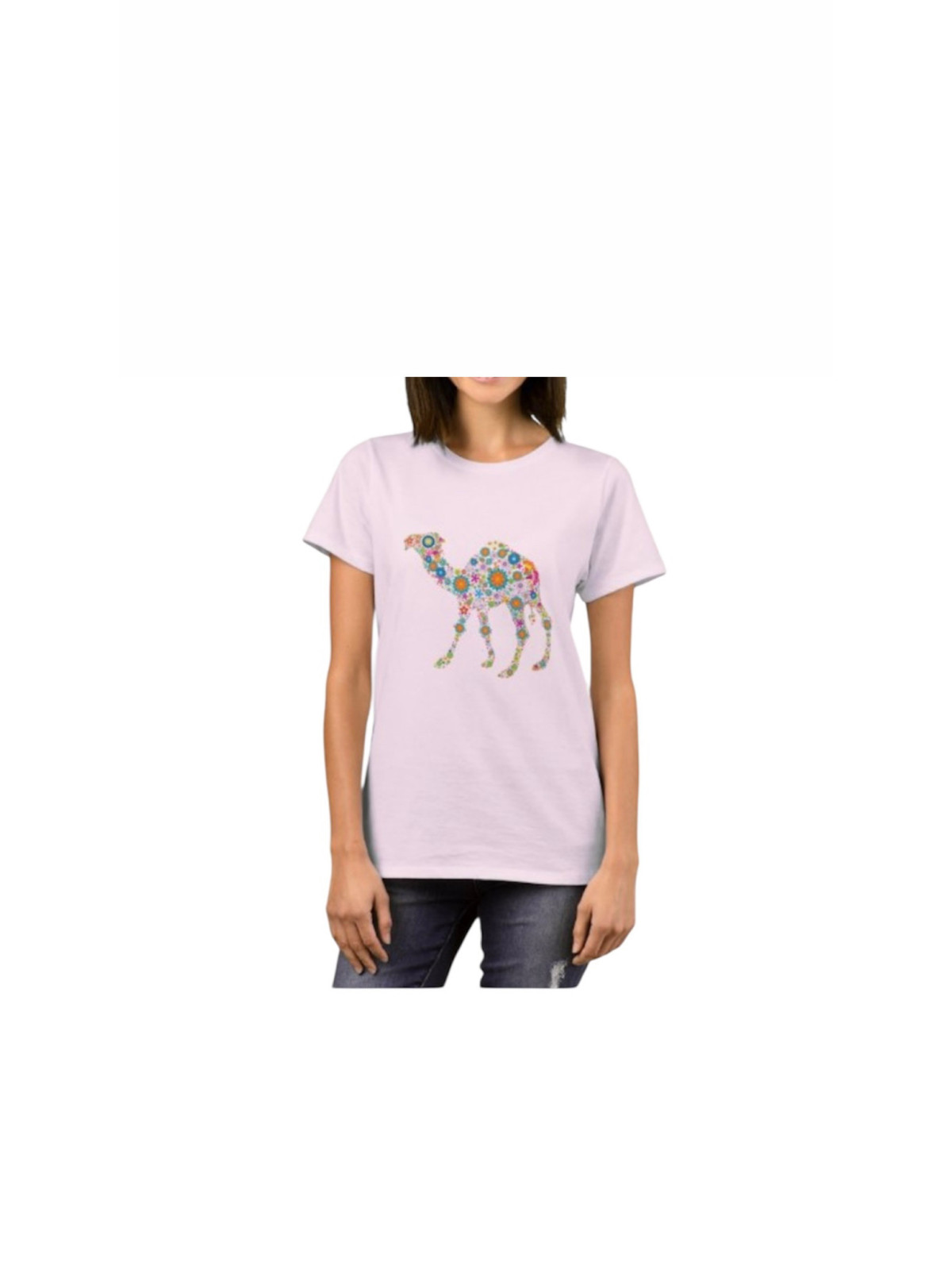 T-shirt rose à motifs dromadaire