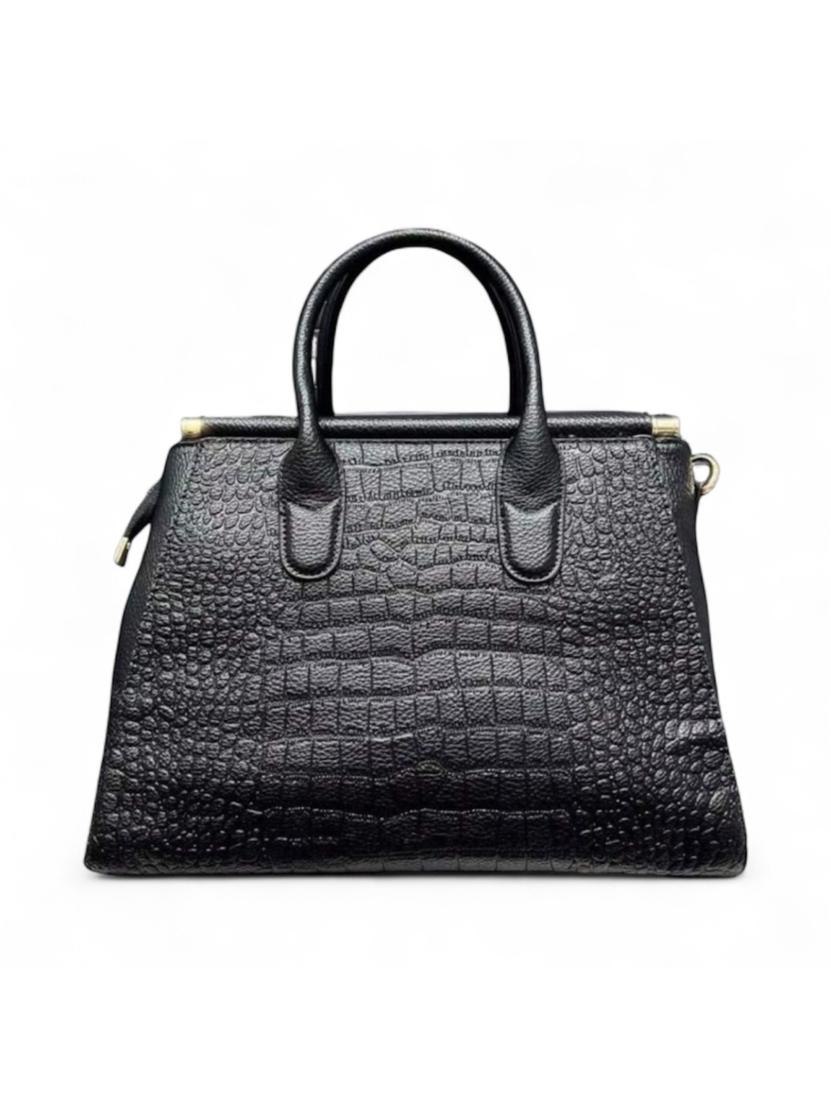 Sac à main noir motifs crocodile