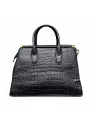 Sac à main noir motifs crocodile
