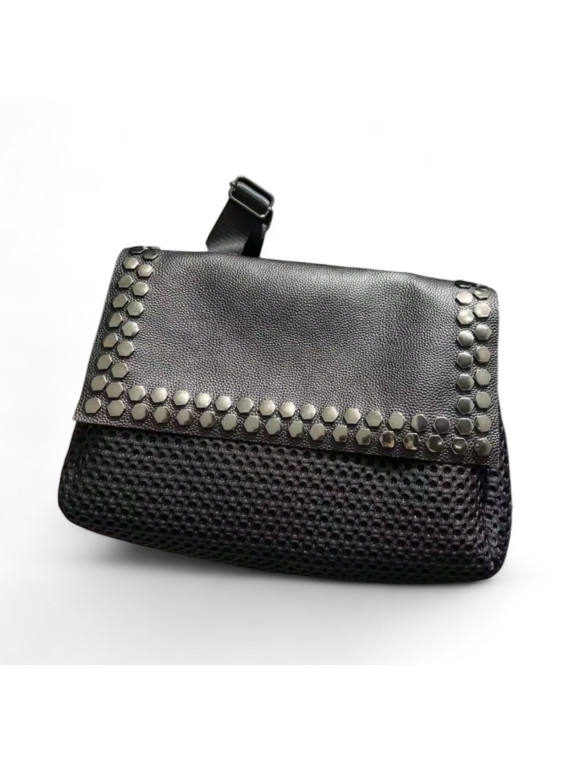 Sac à main noir bandoulière en maille