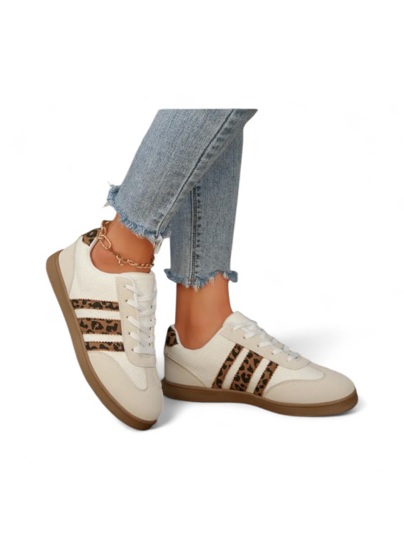 Basket p37 imprimer léopard style adidass blanc marron
