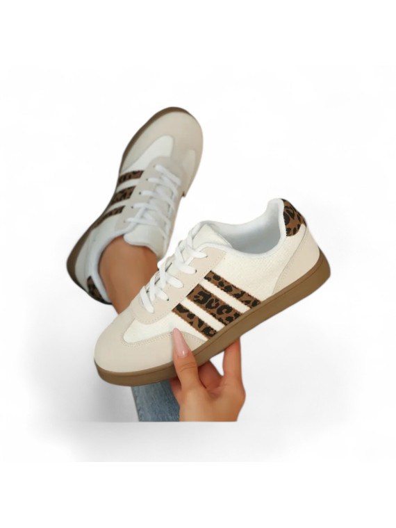 Basket p37 imprimer léopard style adidass blanc marron