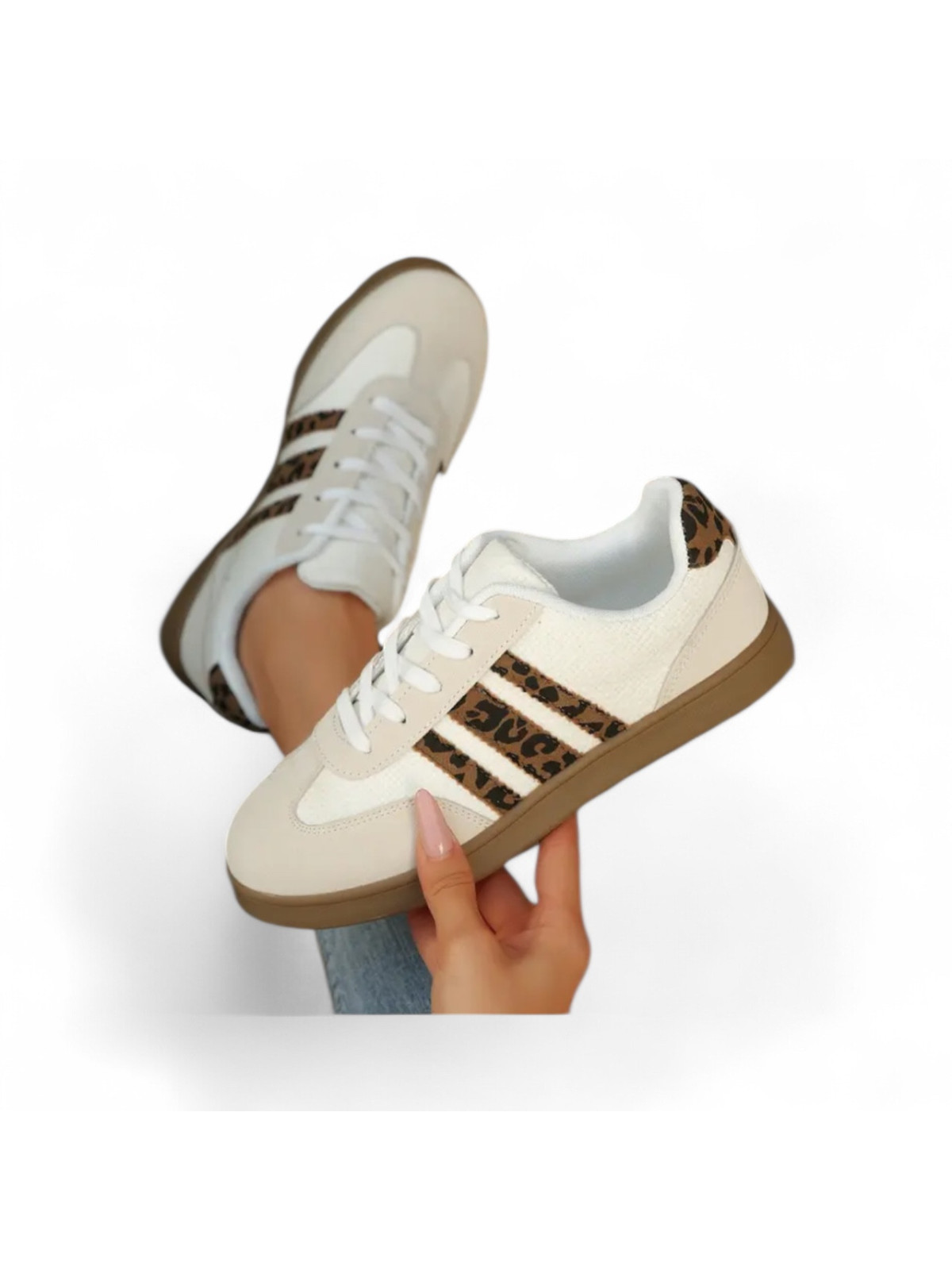 Basket p37 imprimer léopard style adidass blanc marron