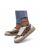 Basket p38 imprimer léopard  marron blanc