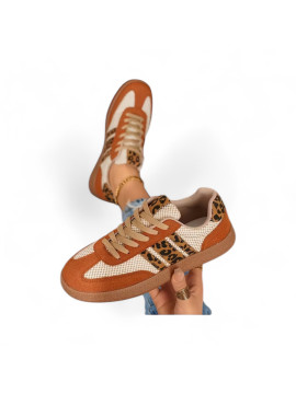 Basket p40 imprimer léopard orange marron