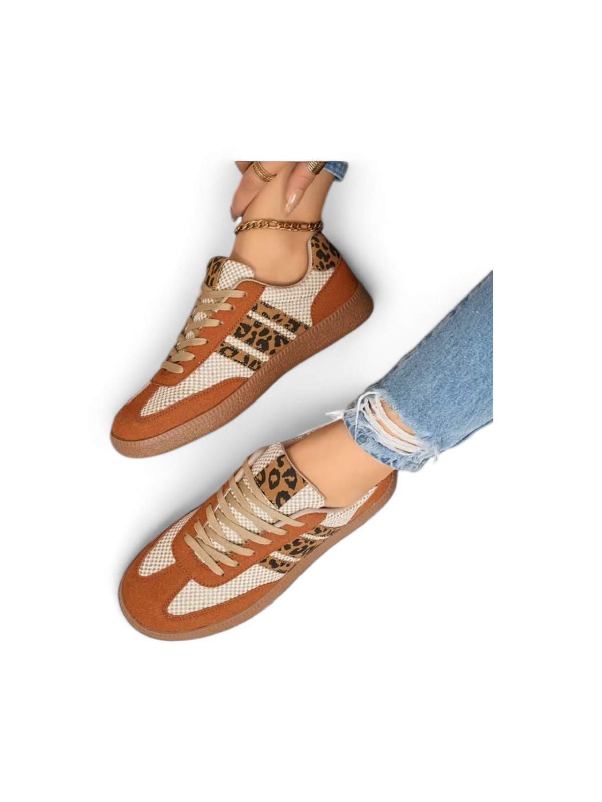 Basket p40 imprimer léopard orange marron