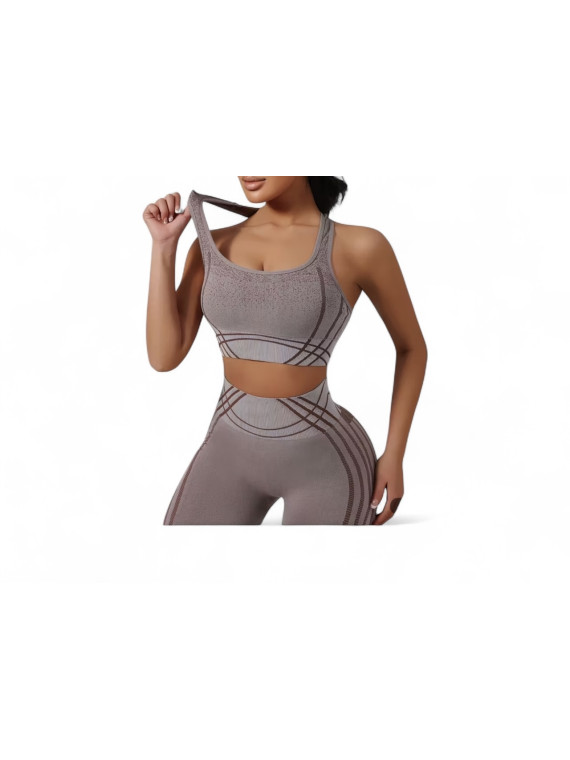Ensemble leggings sport fitnesss marrons