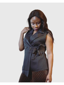 Gilet noir à lacets unis sans manches