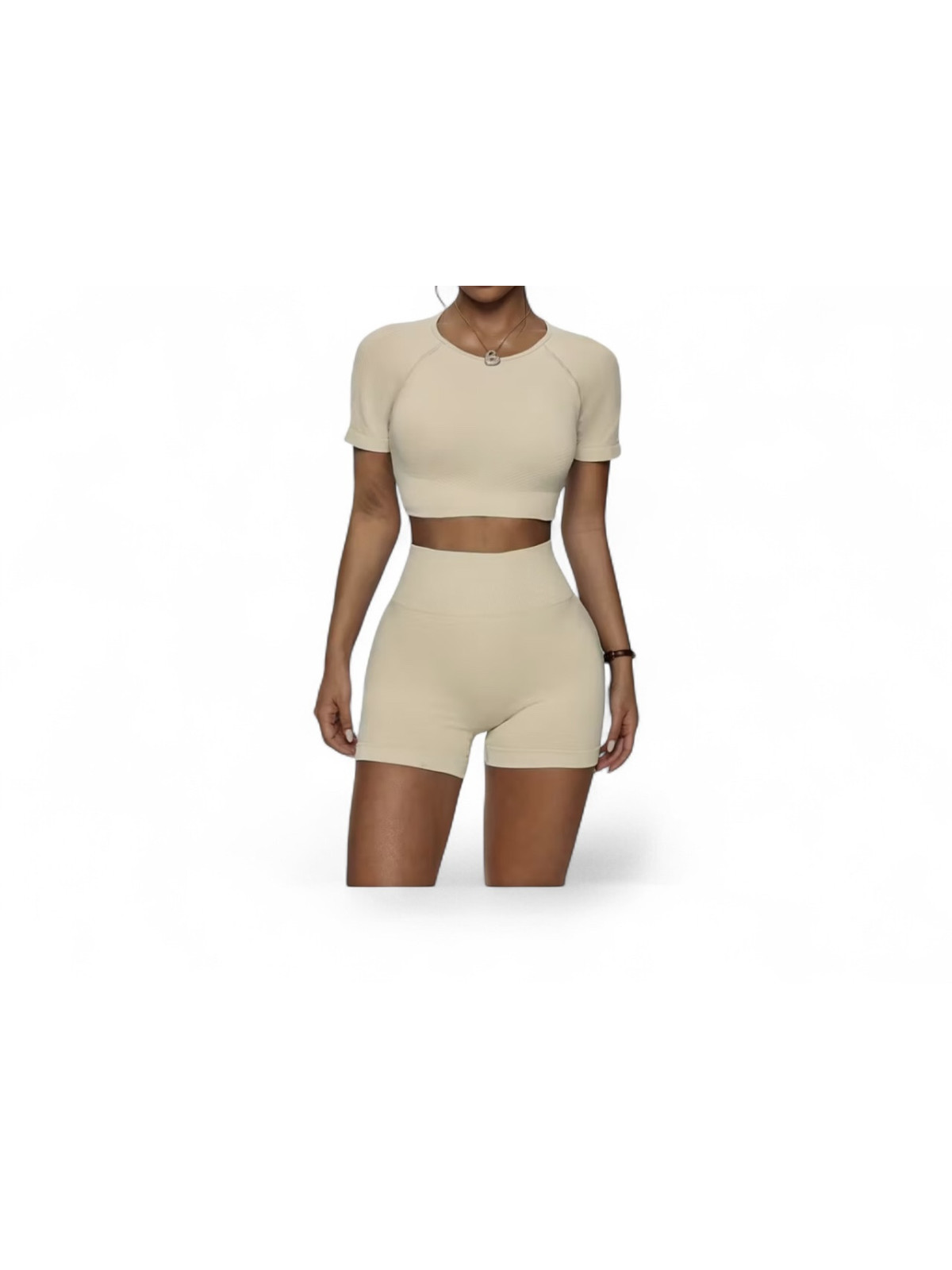 Ensemble leggings sport fitness manches et short court belge