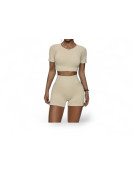 Ensemble leggings sport fitness manches et short court belge