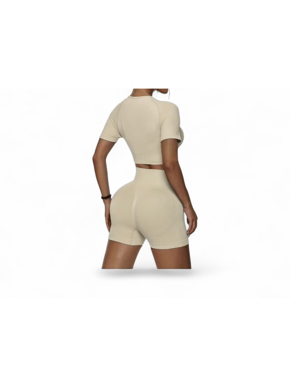 Ensemble leggings sport fitness manches et short court belge