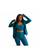 Ensemble 3pieces leggings sport fitness avec veste vert