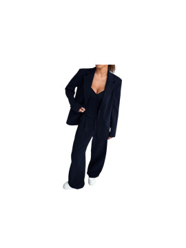 Ensemble noir3Pièces Femme automne/hiver Gilet Veste Décontractée et Pantalon Large