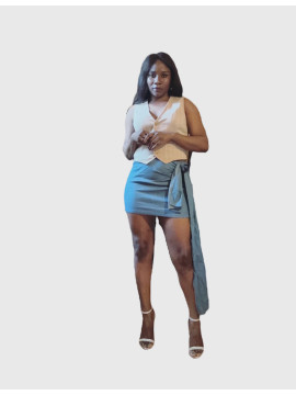 Jupe jeans taille haute