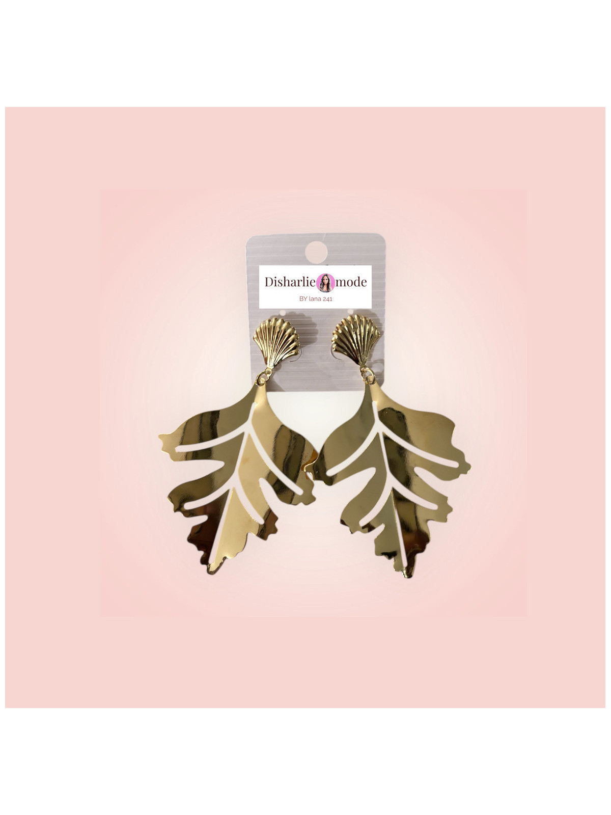 Boucles élégante doré forme feuille