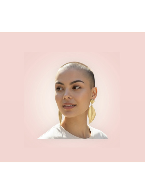 Boucles élégante doré forme feuille de laurier