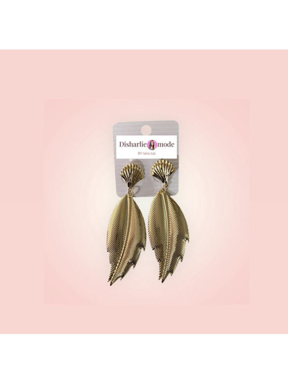 Boucles élégante doré forme feuille de laurier