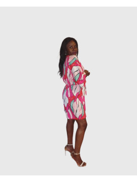 Combinaison short imprimé graphique col V