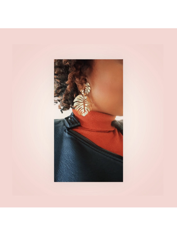 Boucles élégante doré forme feuille