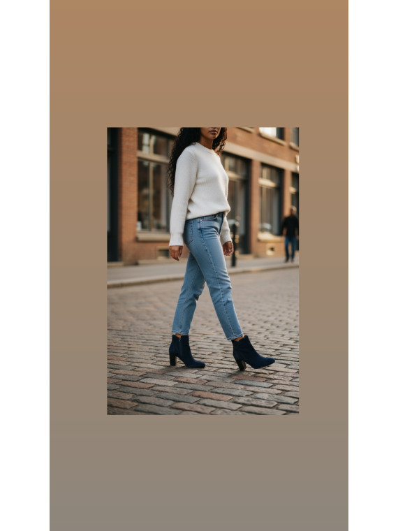 Bottes P36 en velours bleu nuit