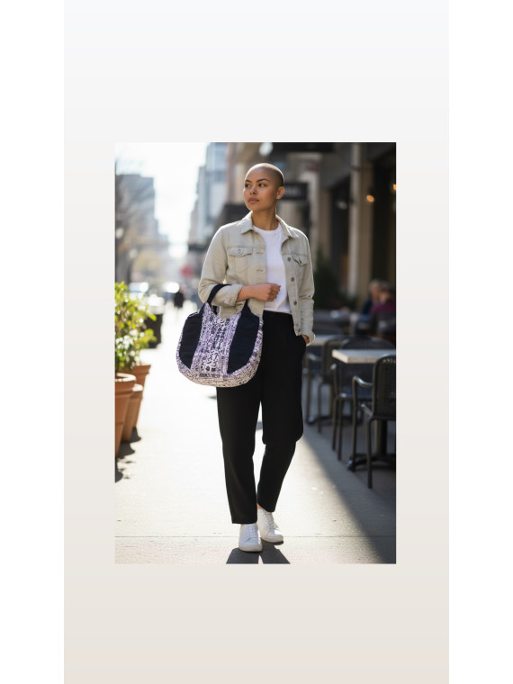 Sac four tout à motifs écriture chinois couleur noir et blanc