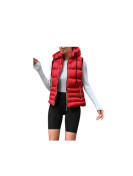 Gilet matelassé sans manches à capuche couleur rouge
