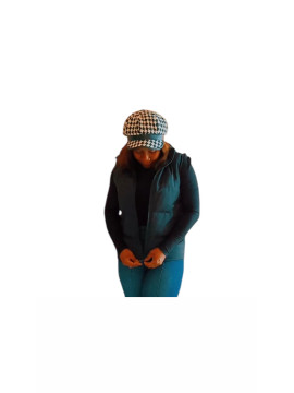 Gilet matelassé sans manches à capuche couleur noir