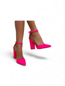 Escarpins rose P36 à bout pointu épais